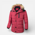 Herren Steppjacke mit Kapuze und Kunstfellbesatz