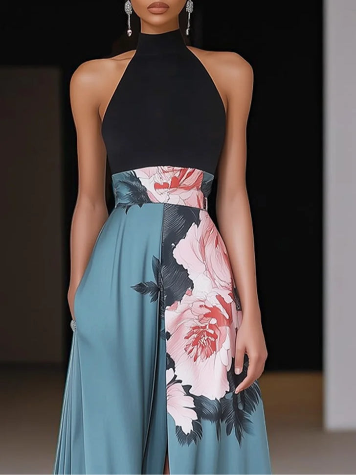 Blumenkleid Hochzeitskleid für Hochzeitsgäste mit A-Linie und Seitenschlitz