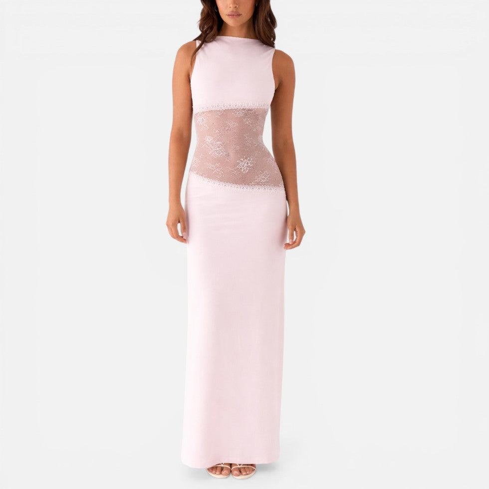Maxikleid mit Spitze und Rückenausschnitt