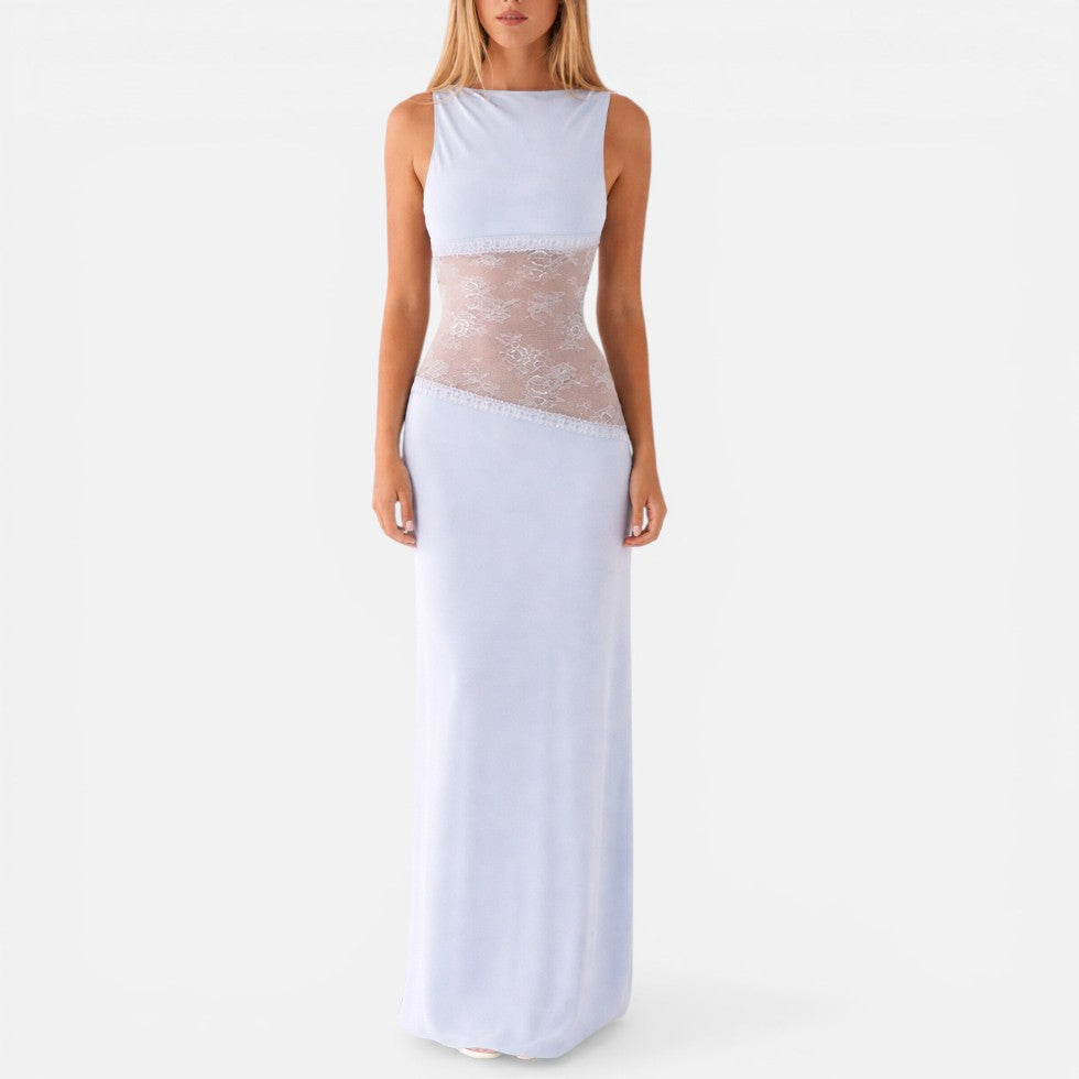 Maxikleid mit Spitze und Rückenausschnitt