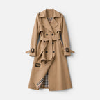 Dame trenchcoat dobbeltradet med reverskrave