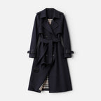 Dame trenchcoat dobbeltradet med reverskrave