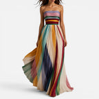 Damen Maxikleid Trägerlos mit Plisseerock