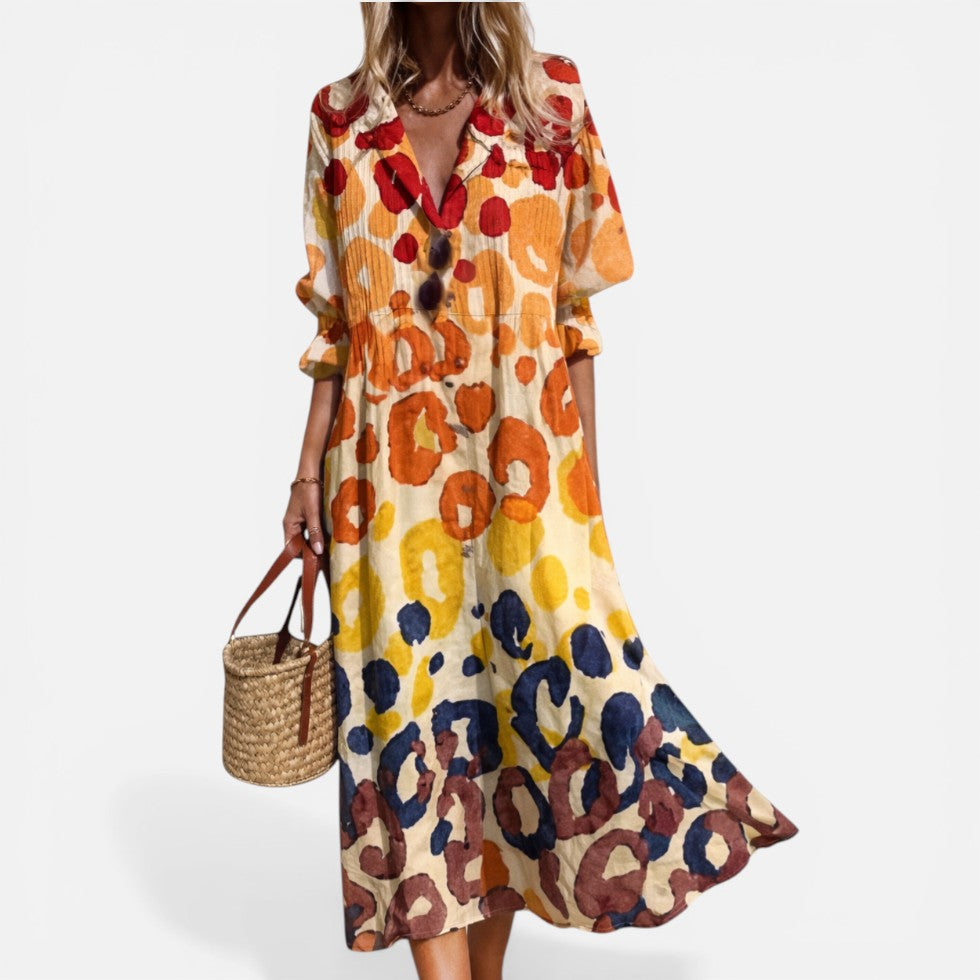 Midikleid mit Knopfleiste und floralem Muster