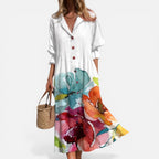 Midikleid mit Knopfleiste und floralem Muster