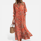 Midikleid mit Knopfleiste und floralem Muster