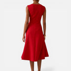 Midi Wrap Dress Sleeveless Round Neck