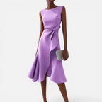Midi Wrap Dress Sleeveless Round Neck