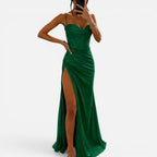 Glitzer Maxikleid mit Beinschlitz und Spaghettiträgern