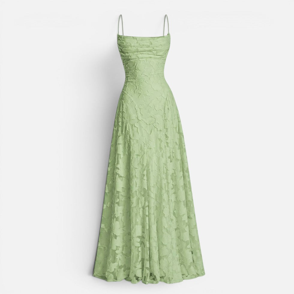 Damen Maxikleid mit Spaghettiträgern und ausgestelltem Rock
