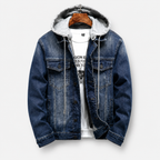 Hooded denim jacket with removable vest