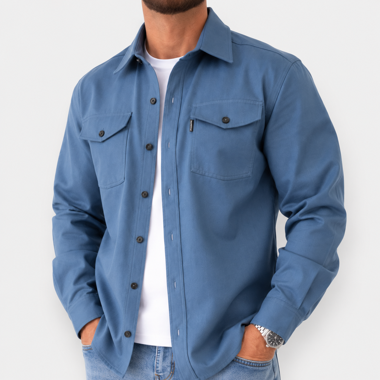 Overshirt shirt jacket with chest pockets