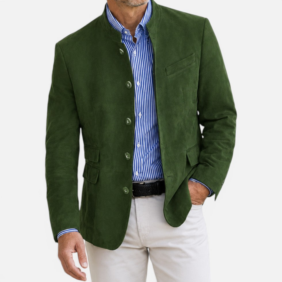 Herren Stehkragenjacke aus glattem Webstoff