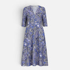 Midikleid V Ausschnitt Dreiviertelarm Florales Muster