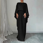 Damen-Maxikleid mit Cape und Plisseerock für Hochzeitsgäste