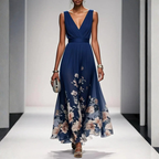 Damen-Maxikleid mit floralem Muster für Hochzeitsgäste