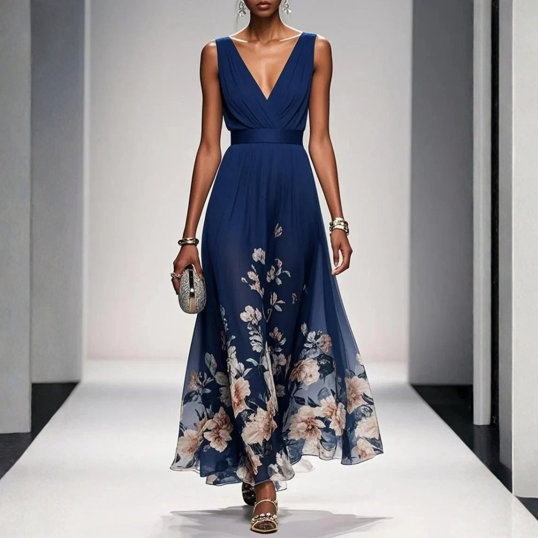 Damen-Maxikleid mit floralem Muster für Hochzeitsgäste