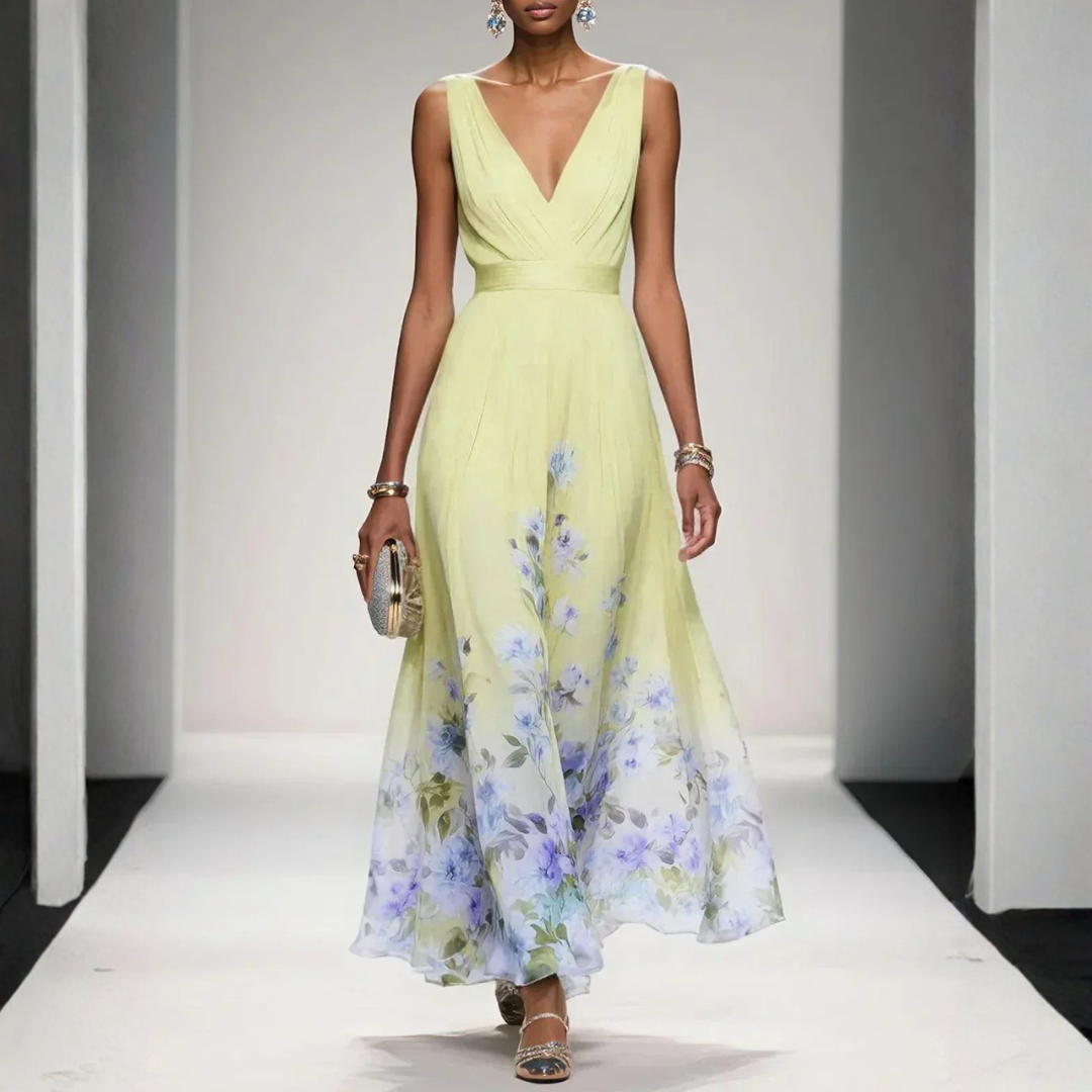 Damen-Maxikleid mit floralem Muster für Hochzeitsgäste