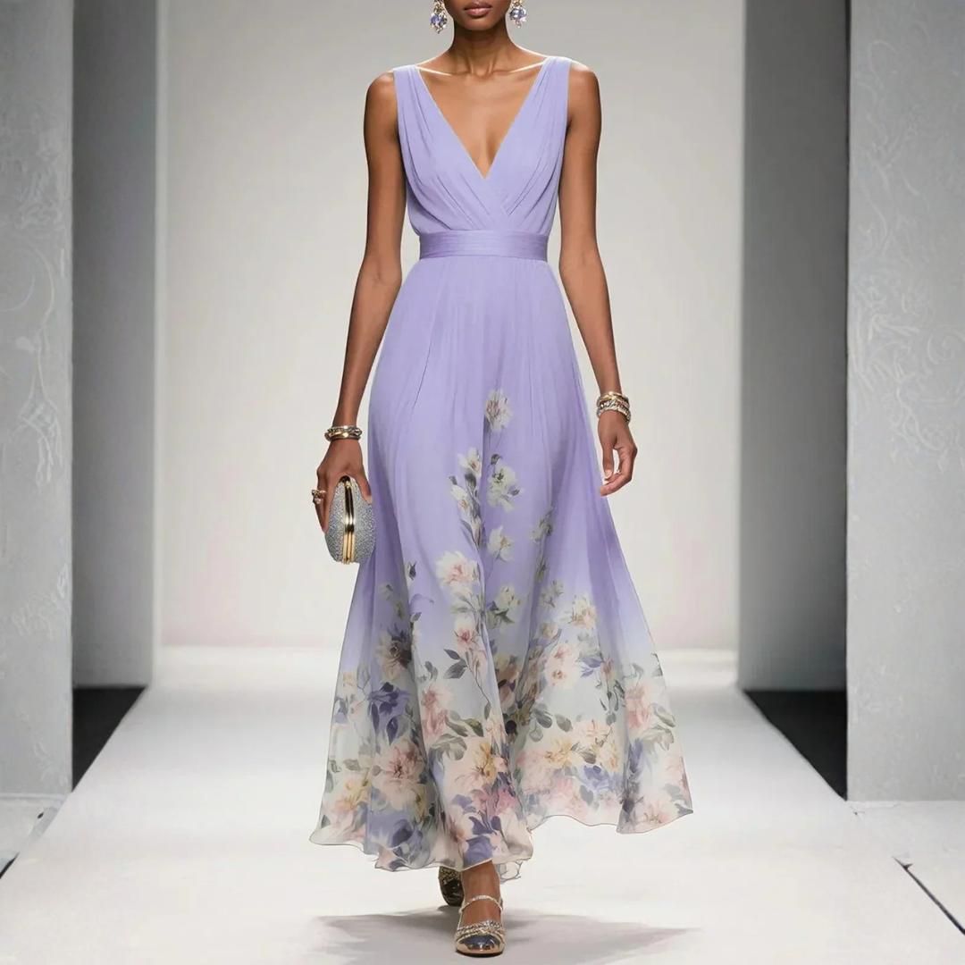 Damen-Maxikleid mit floralem Muster für Hochzeitsgäste