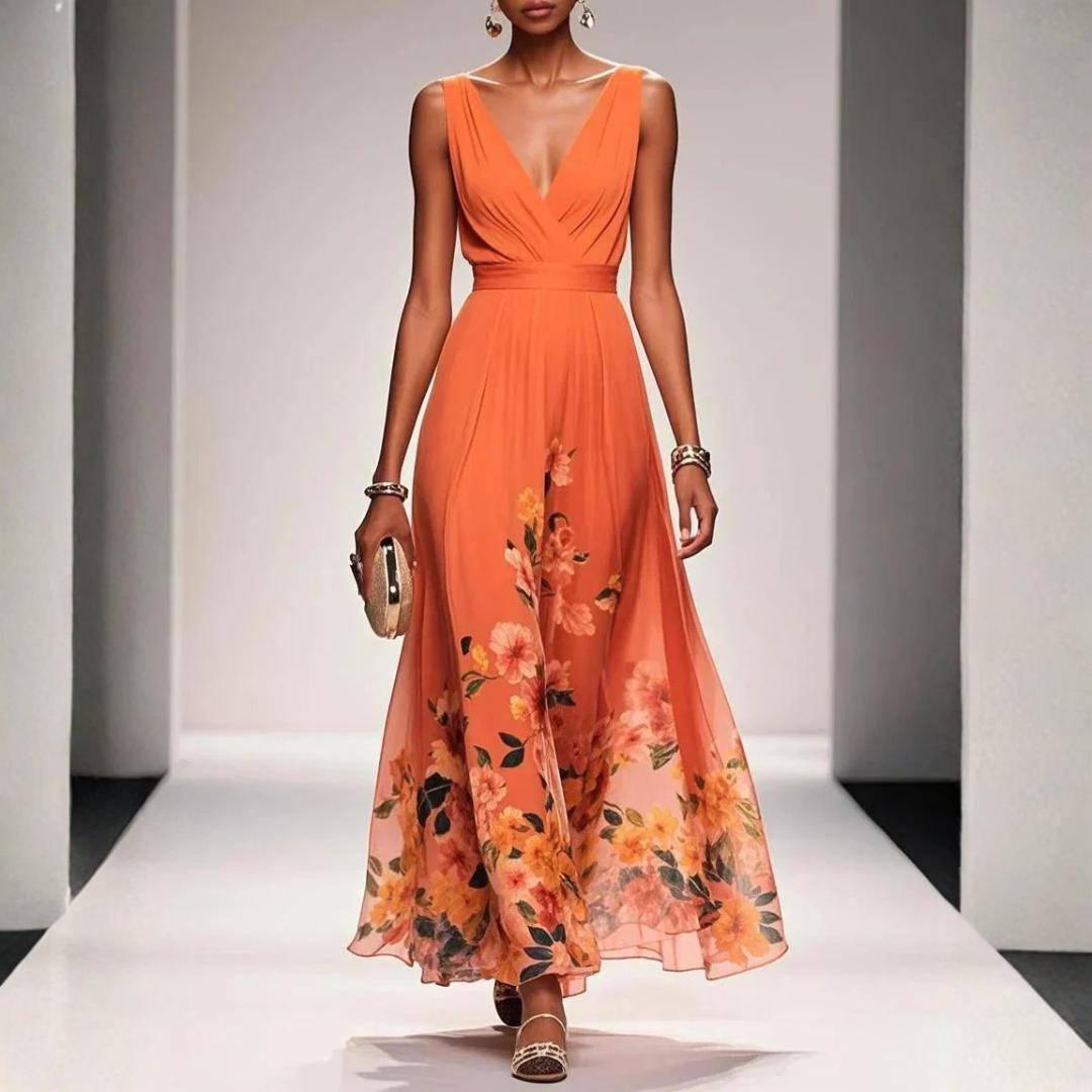 Damen-Maxikleid mit floralem Muster für Hochzeitsgäste