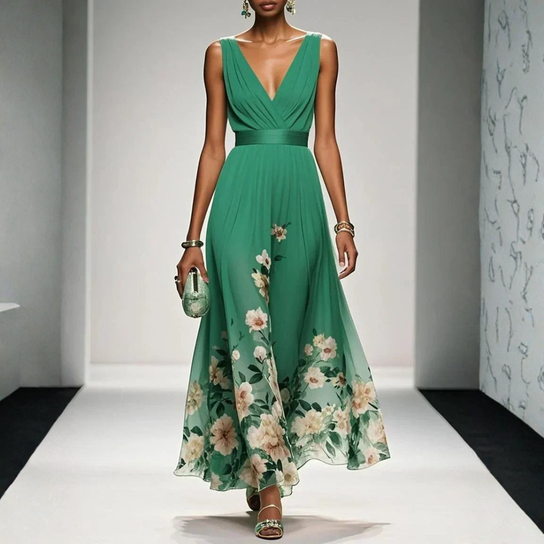 Damen-Maxikleid mit floralem Muster für Hochzeitsgäste