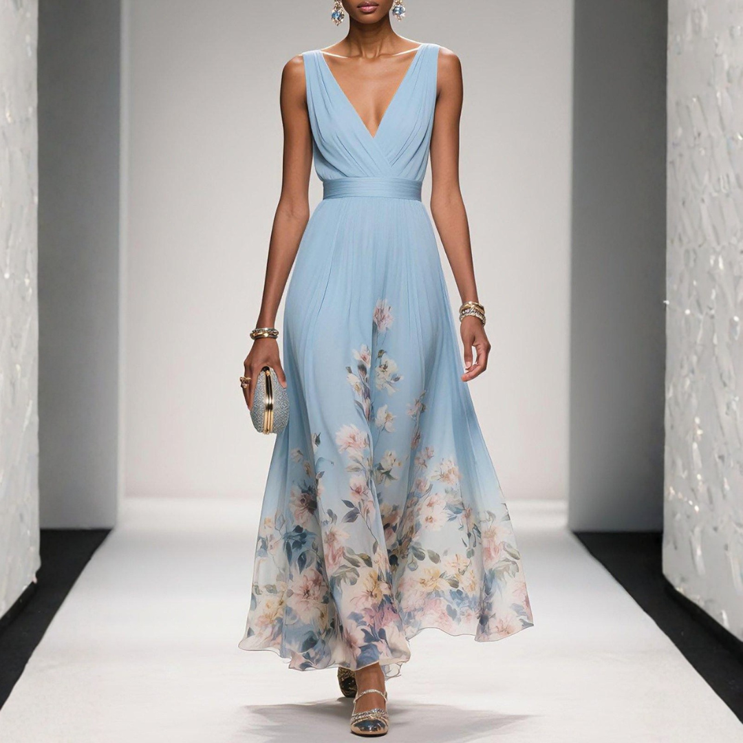 Damen-Maxikleid mit floralem Muster für Hochzeitsgäste