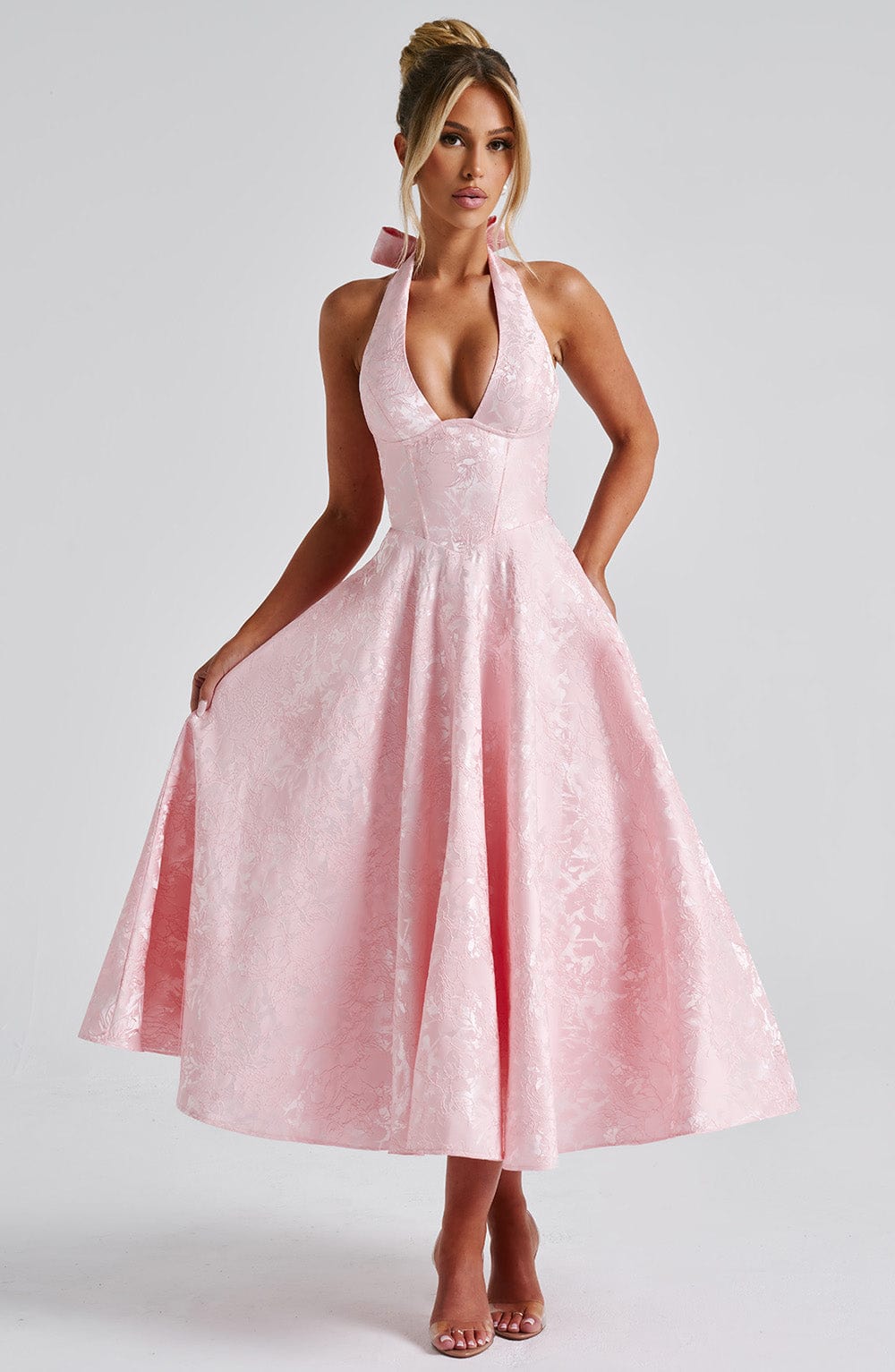 Damen-Midikleid mit Neckholder für Hochzeitsgäste