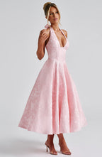 Damen-Midikleid mit Neckholder für Hochzeitsgäste