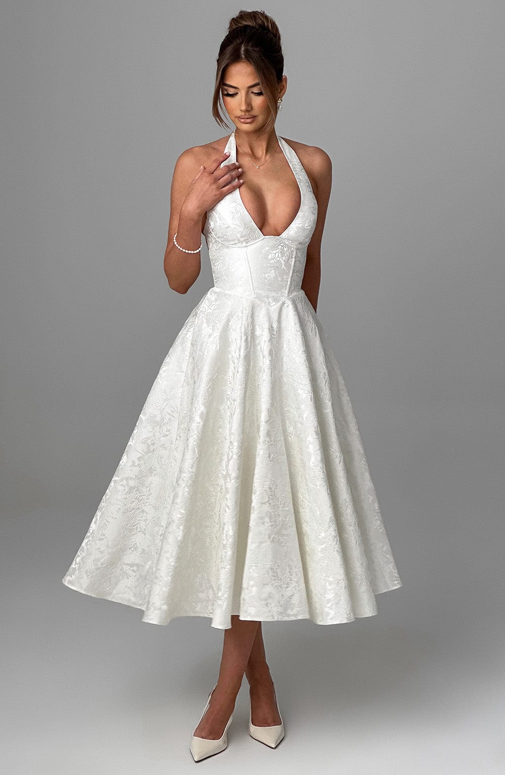 Damen-Midikleid mit Neckholder für Hochzeitsgäste