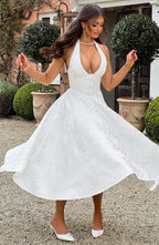 Damen-Midikleid mit Neckholder für Hochzeitsgäste
