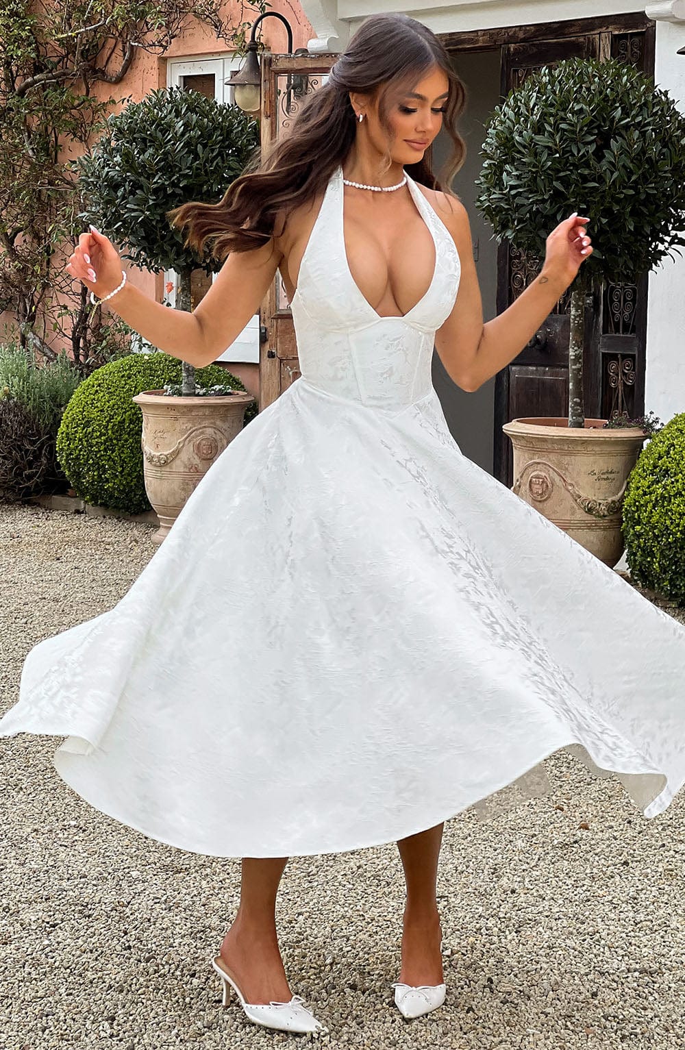 Damen-Midikleid mit Neckholder für Hochzeitsgäste