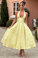 Damen-Midikleid mit Neckholder für Hochzeitsgäste