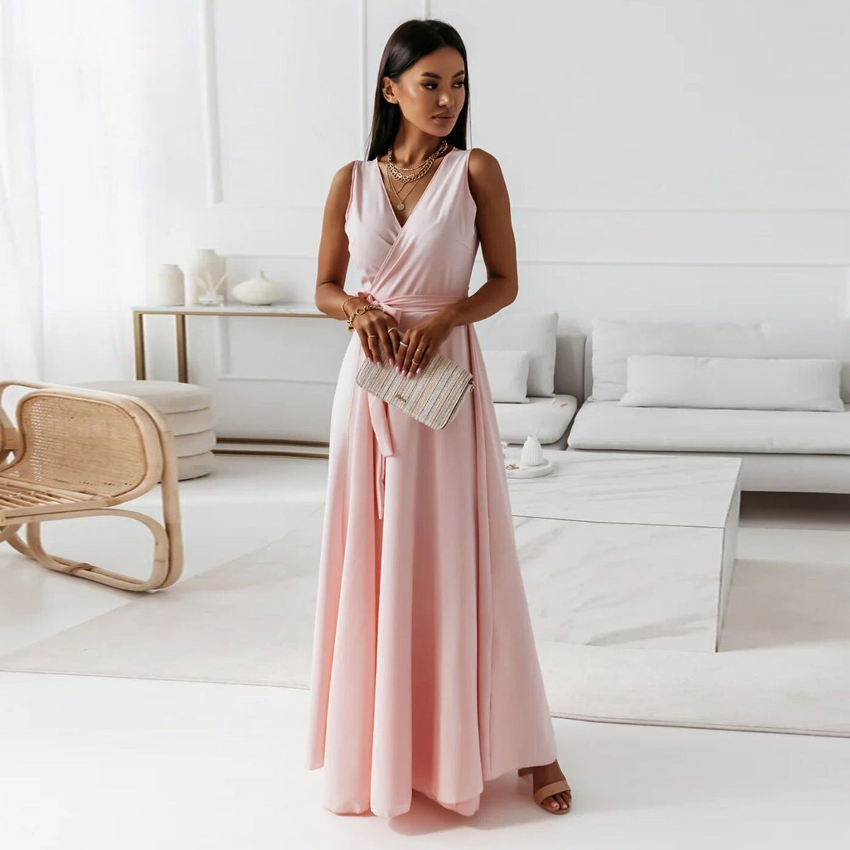 Damen-Wickel-Maxikleid für Hochzeitsgäste