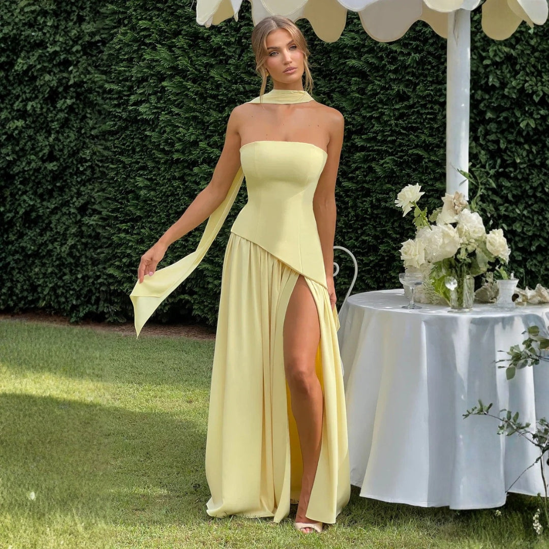Damen Asymmetrisches Maxi-Hochzeitskleid für Hochzeitsgäste