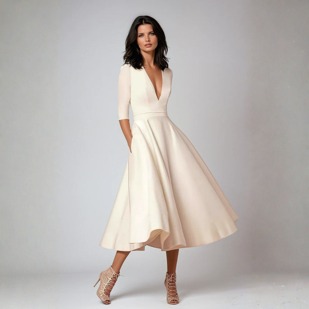 Damen Ausgestelltes Midikleid Hochzeitskleid für Hochzeitsgäste
