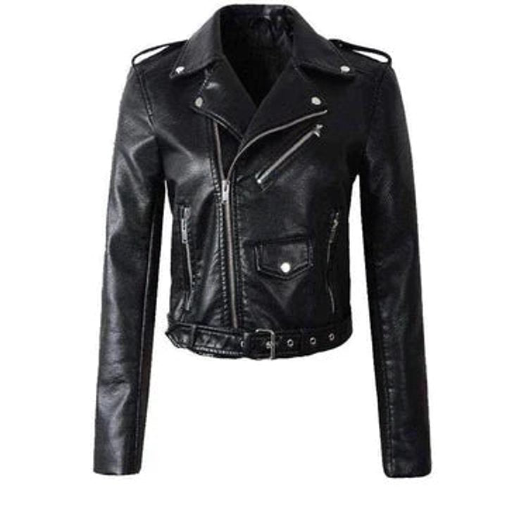 Damen Bikerjacke aus Kunstleder mit asymmetrischem Reißverschluss