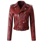 Damen Bikerjacke aus Kunstleder mit asymmetrischem Reißverschluss