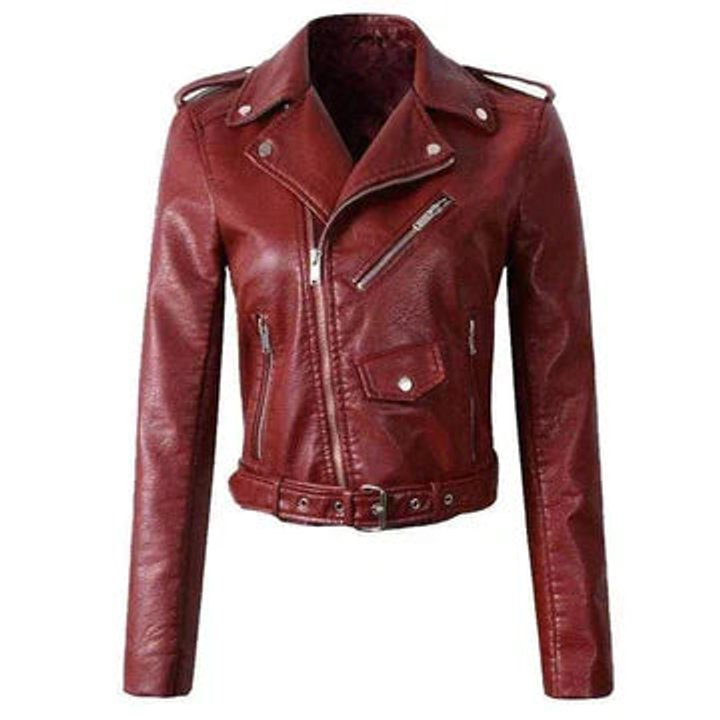 Damen Bikerjacke aus Kunstleder mit asymmetrischem Reißverschluss