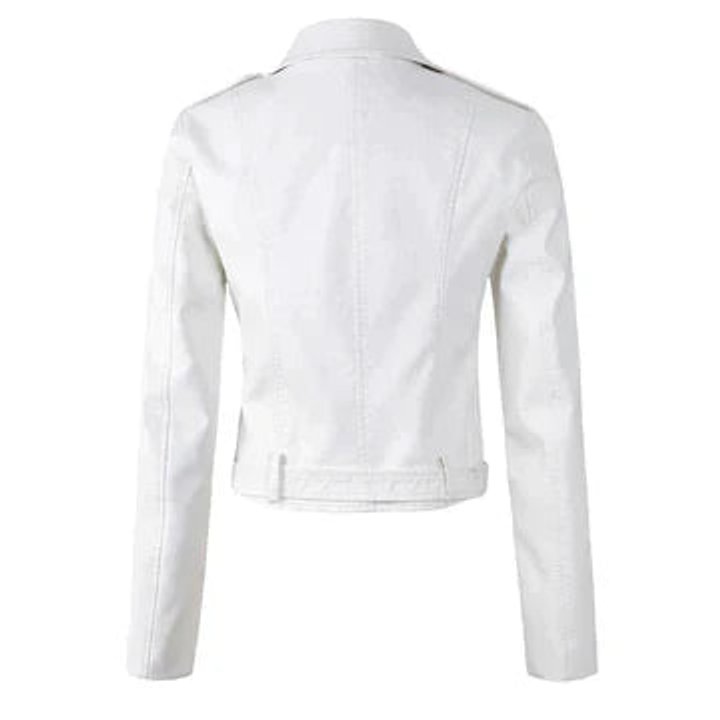Damen Bikerjacke aus Kunstleder mit asymmetrischem Reißverschluss
