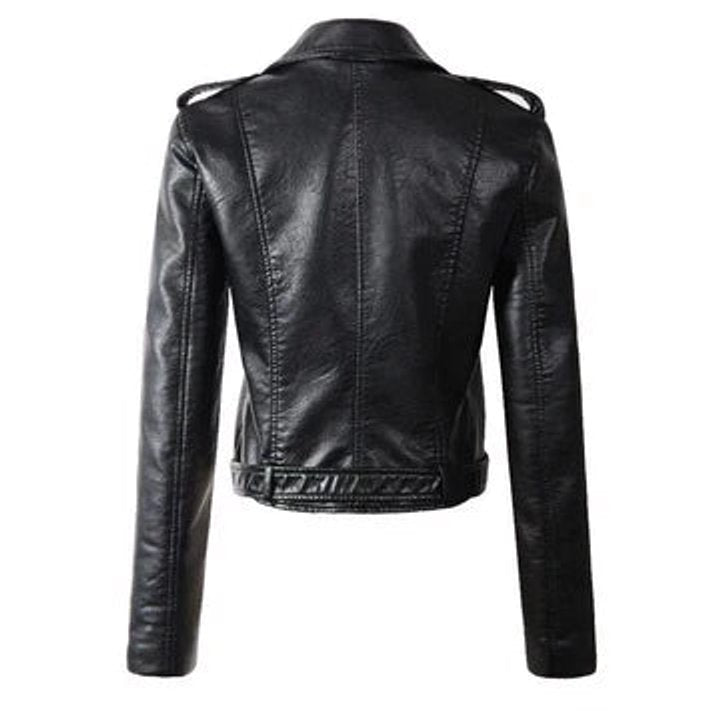 Damen Bikerjacke aus Kunstleder mit asymmetrischem Reißverschluss