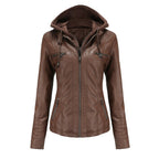 Damen Bikerjacke mit Kapuze, robustem Material und modernem Design