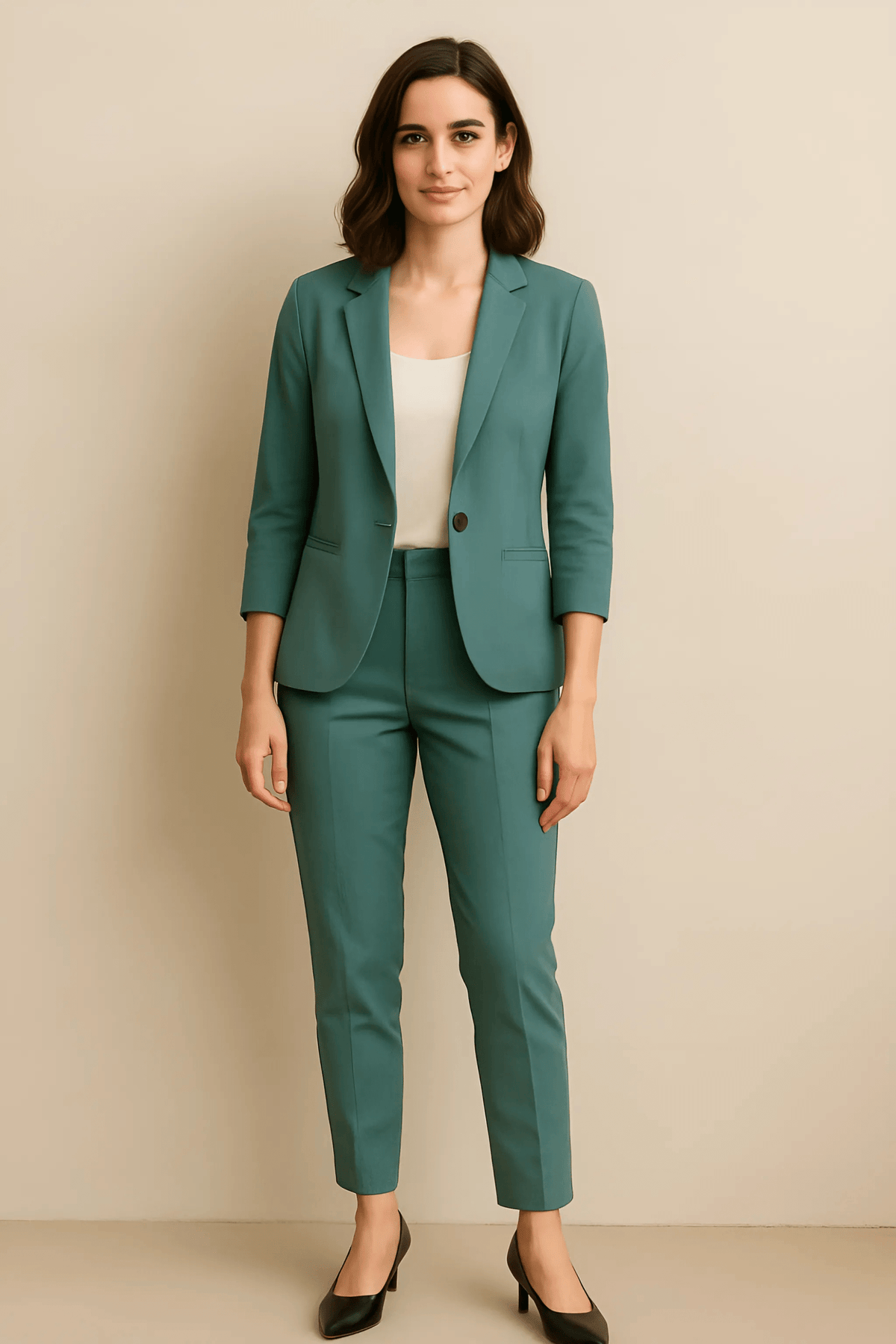 Damen Blazer- und Hosen-Set mit tailliertem Blazer und passender Hose