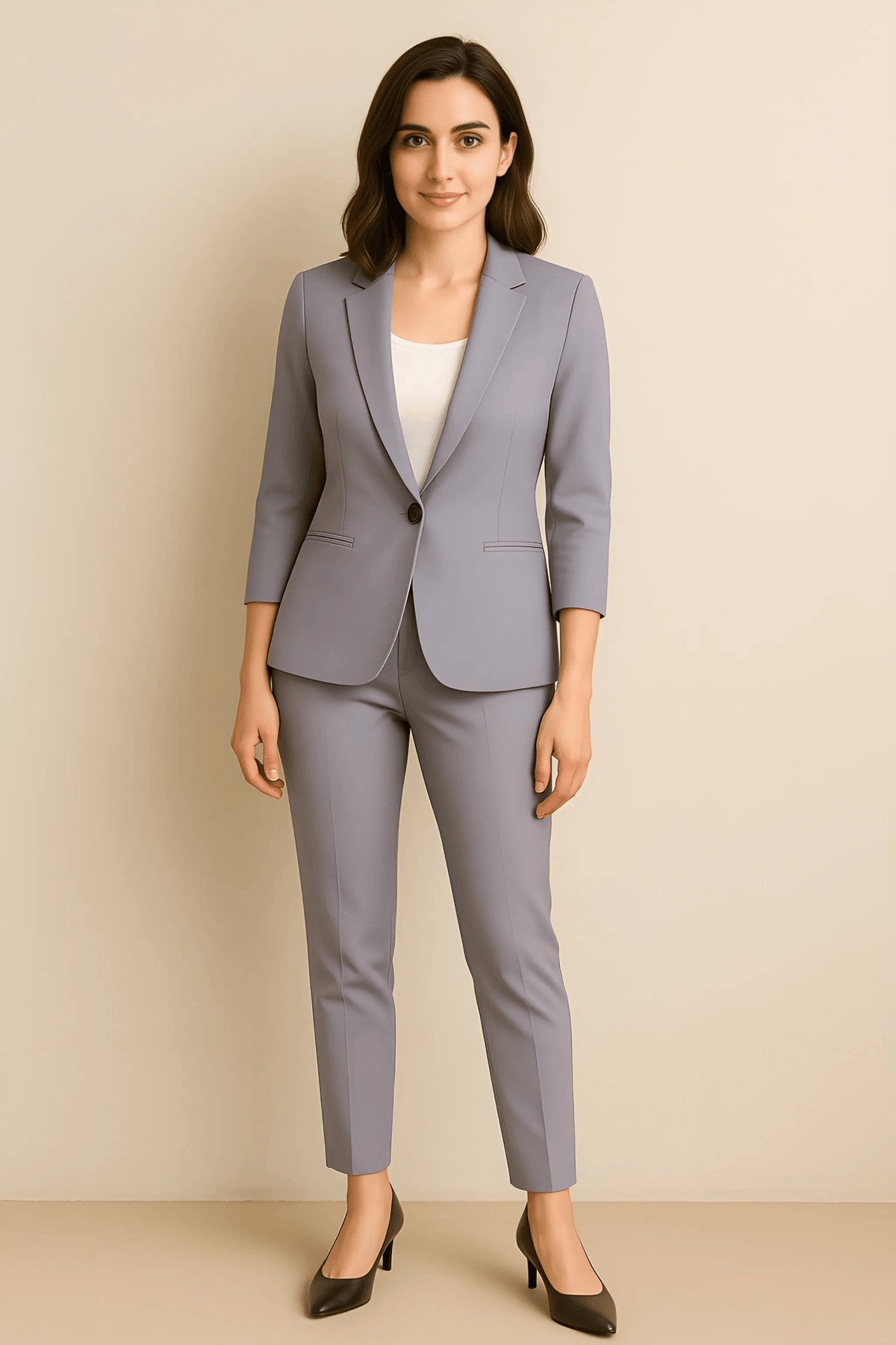 Damen Blazer- und Hosen-Set mit tailliertem Blazer und passender Hose