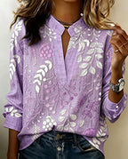 Damen Bluse mit V-Ausschnitt und Blumenprint