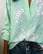 Damen Bluse mit V-Ausschnitt und Blumenprint