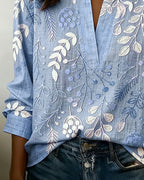 Damen Bluse mit V-Ausschnitt und Blumenprint