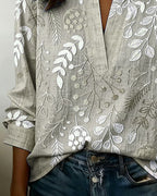 Damen Bluse mit V-Ausschnitt und Blumenprint