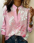 Damen Bluse mit V-Ausschnitt und Blumenprint