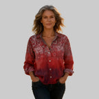 Damen Bluse mit Vintage-Print und langen Ärmeln