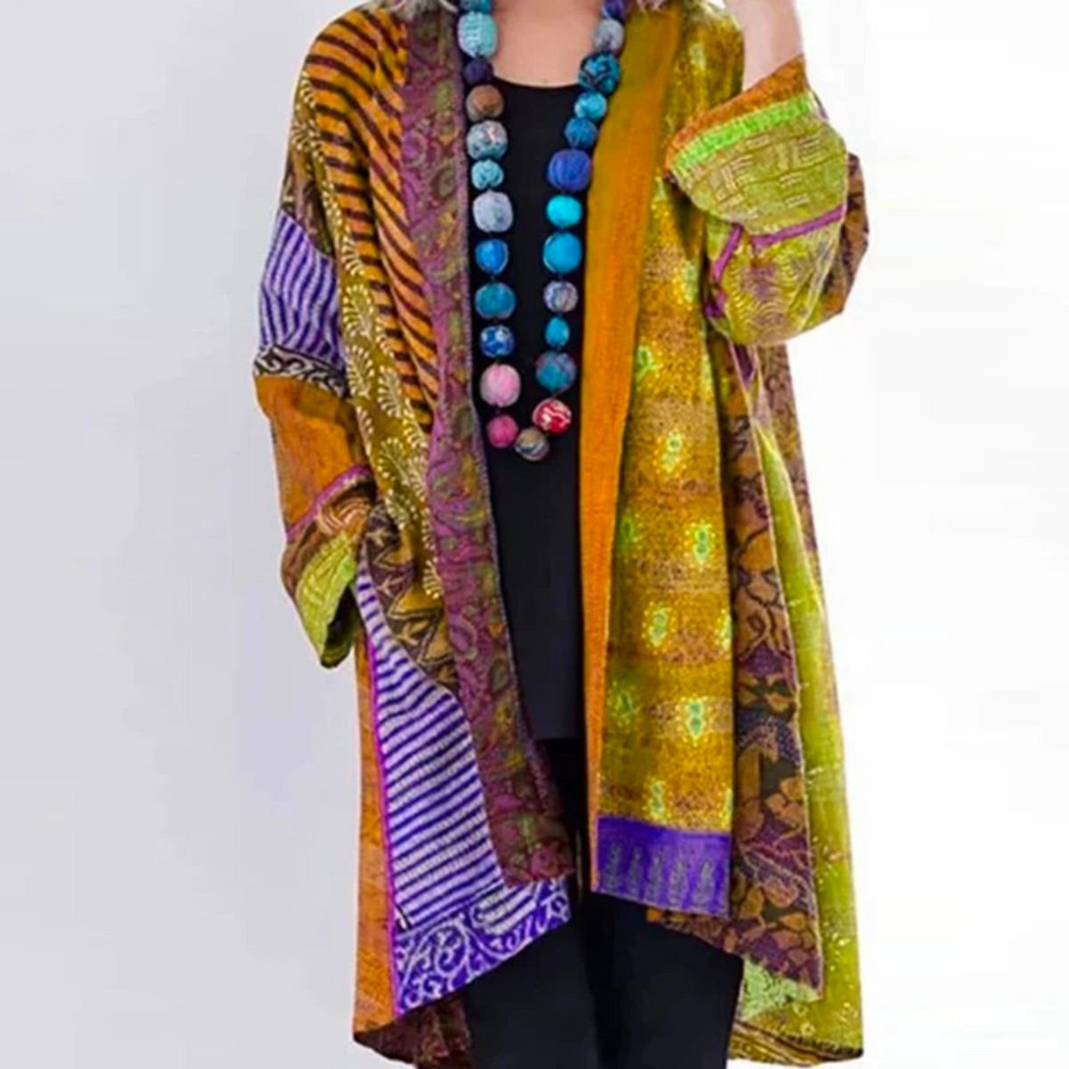 Damen Boho-Strickjacke in Duster-Länge mit lockerem Schnitt